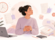 Persona haciendo una pausa en medio de un entorno de productividad y autoexigencia